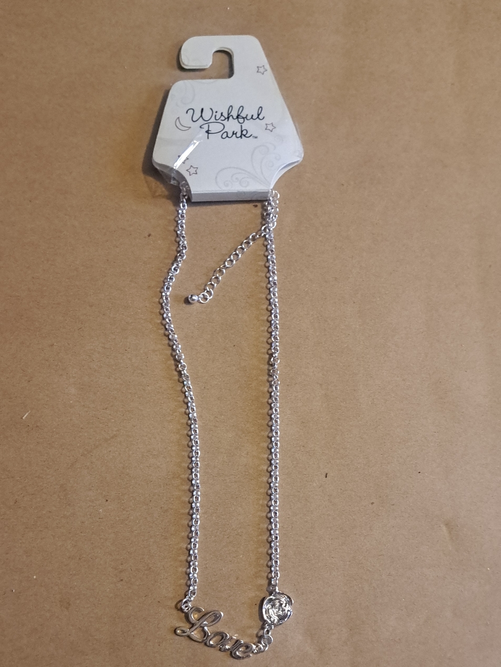 Wishful Park:Silvertone Necklace-Love